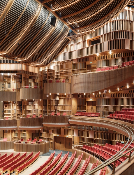 Attend A Show At This Entertainment Center Entirely Clad In Oak